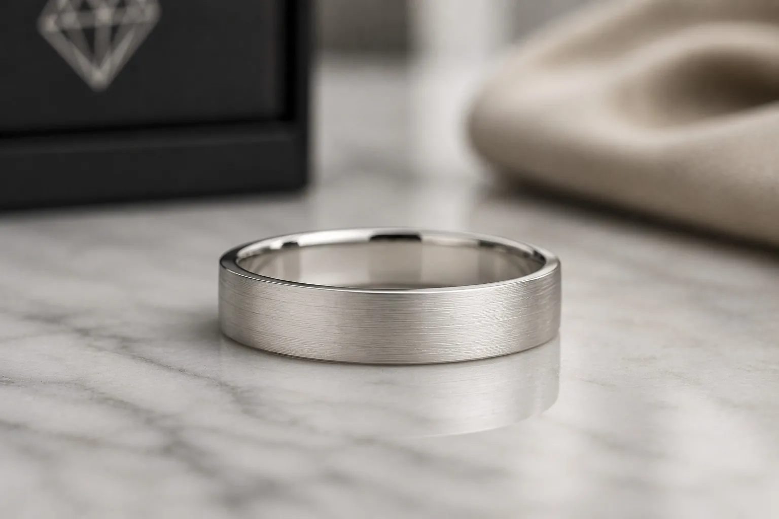 Brushed wedding bands: direction, texture and quiet detail.